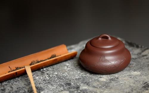 朱牧清紫砂壶 坐禅达摩~ 葫芦茶叶罐 浑厚圆润 原矿紫泥