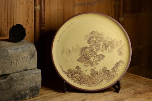 李彦雄紫砂壶 李彦雄精心之作 山水挂盘 韵味十足 