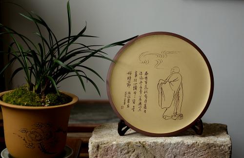 张听钢紫砂壶 张听刚挂盘 以刀代笔 行云流水 老辣精炼 