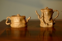 紫砂壶图片：林秀明原创作品 全手竹影~ 文气十足 崇尚自然~ - 美壶网