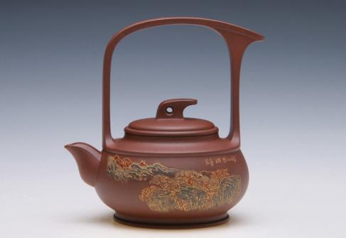 毛国强紫砂壶 涤尘提梁壶 