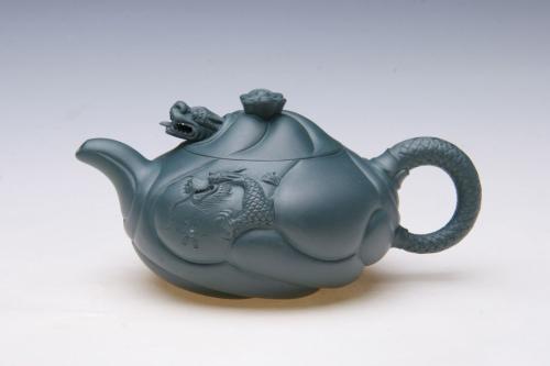 刘红霞紫砂壶 扁鱼化龙 原矿绿泥