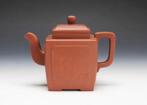 周小明紫砂壶 葵方方壶 原矿清水泥