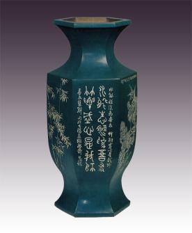 毛国强紫砂壶 六方鱼尾瓶 