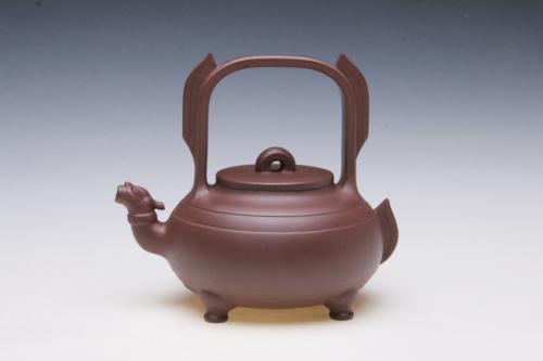 陈洪平紫砂壶 螭龙提梁 原矿紫泥