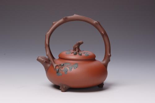 范颖紫砂壶 银杏提梁壶 原矿清水泥