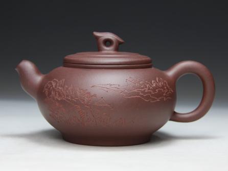 祁明亮紫砂壶 吉祥壶 原矿紫泥