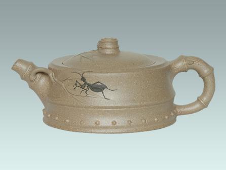 吴勇紫砂壶 竹段 本山绿泥