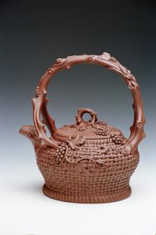 范洪泉紫砂壶 盈筐提梁壶 原矿紫泥