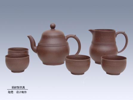 陆君紫砂壶 回纹梨茶具 原矿紫泥