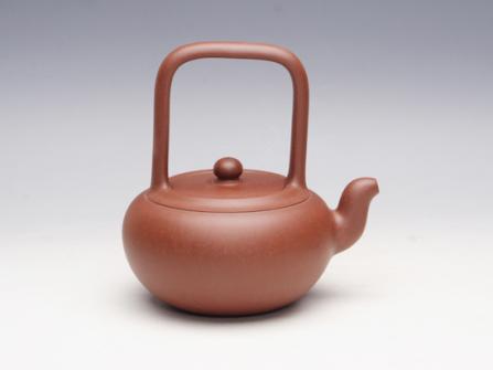 陈国伟紫砂壶 圆缘提梁 原矿清水泥