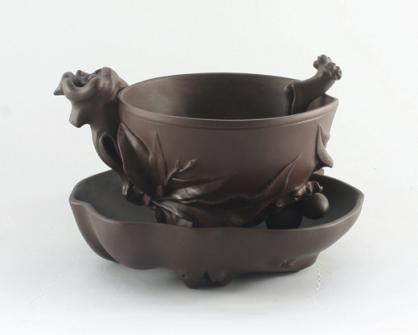 刘彬芬紫砂壶 圣桃杯 原矿紫泥