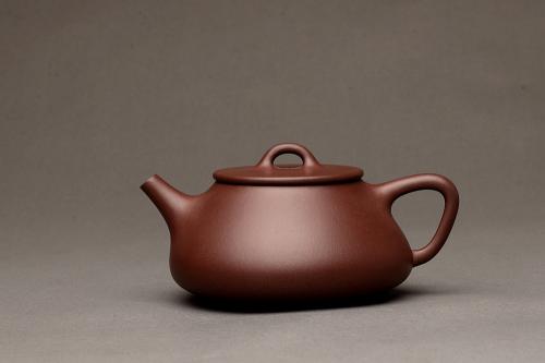 陈进紫砂壶 器形周正 骨肉均挺之全手平盖石瓢  原矿紫泥