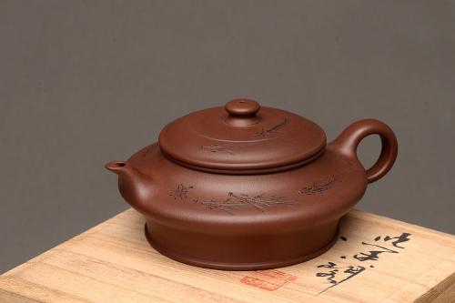 （小）吴杰紫砂壶 吴杰全手新品 陆轶舟精心装饰 文雅秀气 全手虚扁 原矿底槽清