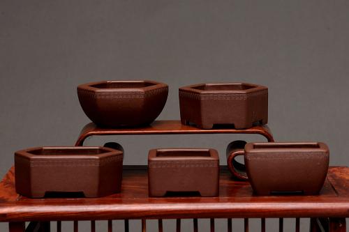 张秋平紫砂壶 张秋平全手微型花盆 美壶网回馈之作 气度更加漂亮 原矿紫泥