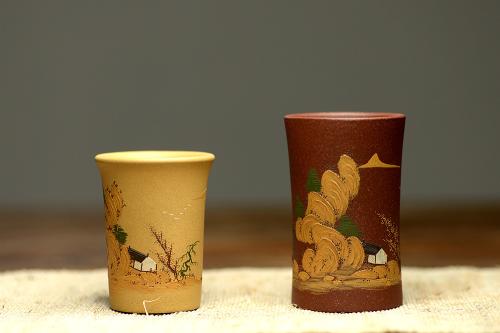 美壶定制紫砂壶 文气 古朴雅致 主人杯 泥绘通景山水 原矿紫泥