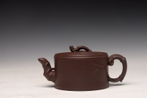 紫砂壶图片：顾正芳丙申春作品 温文尔雅  贴叶精湛 全手竹段  - 美壶网