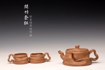紫砂壶图片：林秀明丙申春 全手精品 文雅十足 原创作品 闻竹套组 耐品玩味~杯50cc - 美壶网