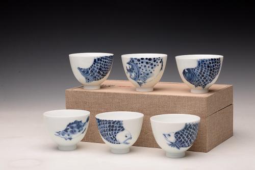 美壶定制紫砂壶 大生（姜寅）玩瓷 年年有余系列 趣味十足 ~ 品茗对杯 