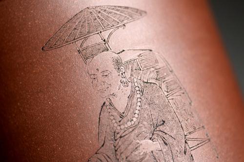 美壶定制紫砂壶 游心堂主人精刻笔筒 刀法细腻 文房雅器 罗汉/玄奘西行 原矿紫泥