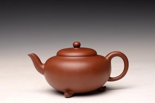 王微紫砂壶 王薇丙申秋全手新作 三足水平 线条流畅 做工精致 原矿清水泥