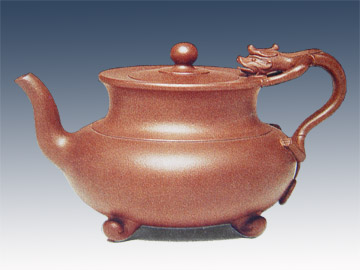葛陶中紫砂壶 螭龙 