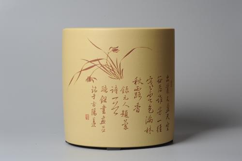 张听钢紫砂壶 素雅 文气 有兰有竹 笔筒 功力精湛 