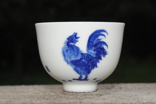 古月山房紫砂壶 生肖鸡 景德镇全手工手绘青花主人杯 