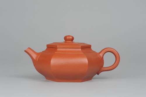 朱泥实力派紫砂壶 非铁红色素泥 优质朱泥全手工大彬六方壶 端庄秀美 原矿朱泥