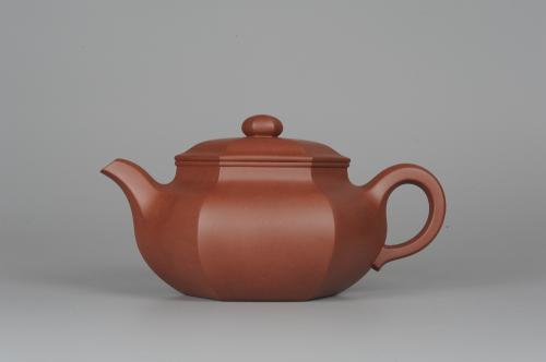 张海艳紫砂壶 气势磅礴 线面挺括平正 全手工六方仿古壶 原矿底槽清