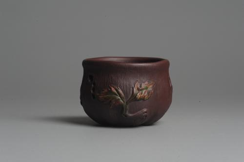 美壶定制紫砂壶 美壶特惠 精品小花货秋叶品茗杯 原矿紫泥