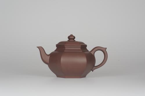 张海艳紫砂壶 气势磅礴 线面挺括 全手工精工老紫泥六方笑樱壶 原矿紫泥