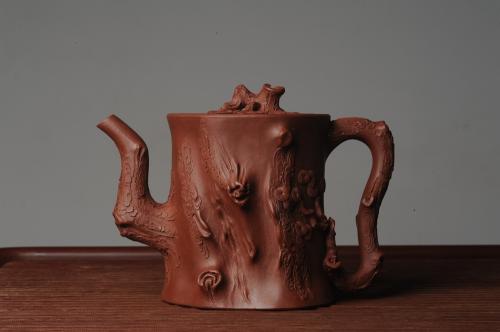 花货实力派紫砂壶 实力派全手工松桩 气质非凡 肌理自然生动 适合收藏 原矿底槽清