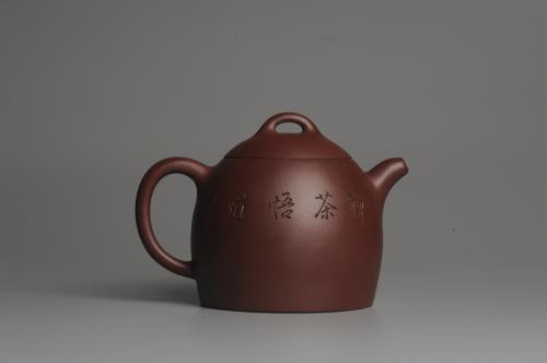 周小培紫砂壶 油润紫泥 全手工秦权壶 清茗堂助工文气装山水 原矿紫泥