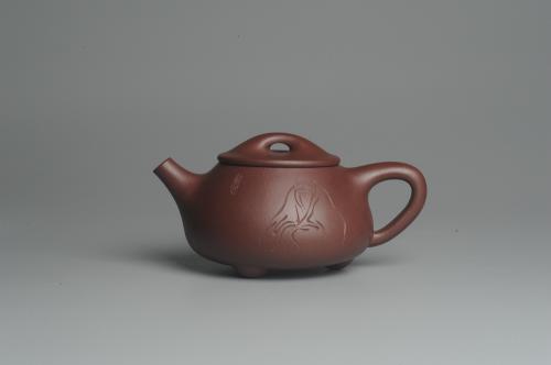 朱老师紫砂壶 美壶特惠 精致做工经典平盖饮者寿小石瓢 精刻人物 茶人醉爱 原矿紫泥