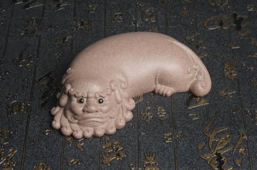 美壶定制紫砂壶 美宠特惠 精工五彩段泥貔貅 神兽 瑞兽 镇纸茶宠 灰常好 长13cm宽5.5cm高3cm 