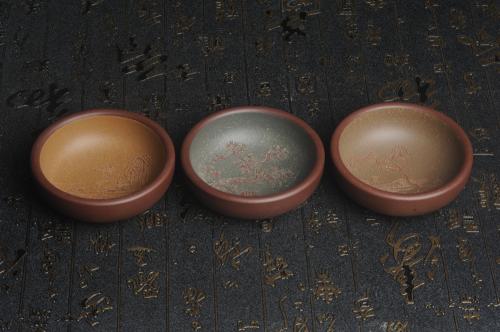 美壶定制紫砂壶 美杯国庆特惠 精品好泥好工好刻雅致厚实品茗杯 主人杯 一套三只 送礼佳品 