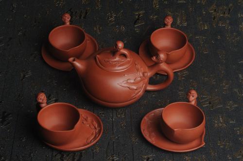 美壶定制紫砂壶 美壶特惠 原矿红清水泥 精致辈辈封侯套壶 单杯56cc 送礼自用佳品 茶人醉爱 原矿清水泥