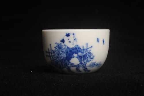 古月山房紫砂壶 景德镇主人杯 青花杯 童子戏老虎 