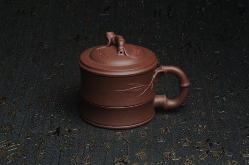 美壶定制紫砂壶 美杯特惠 优质紫泥精工竹节盖杯 原矿紫泥