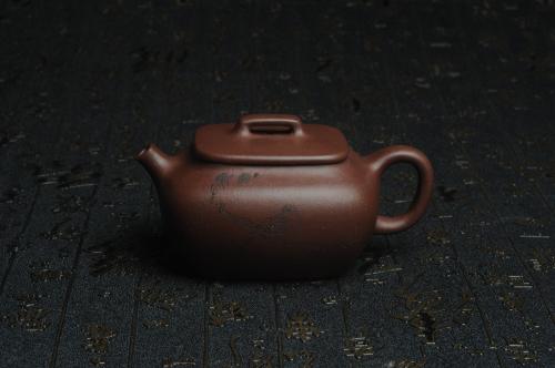 朱老师紫砂壶 美壶特惠 精工好料底曹青枯枝鸟小四方 灰常雅致 原矿底槽清