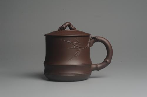 美壶定制紫砂壶 美杯年底特惠 助工精工制作优质紫泥竹节杯盖杯 送礼自用佳品 原矿紫泥