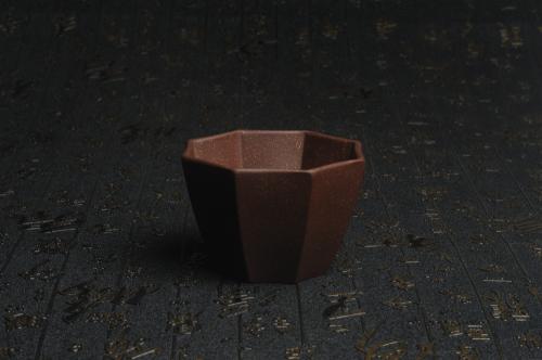 美壶定制紫砂壶 美杯特惠 超精工厚实紫玉金砂八方杯 原矿紫泥