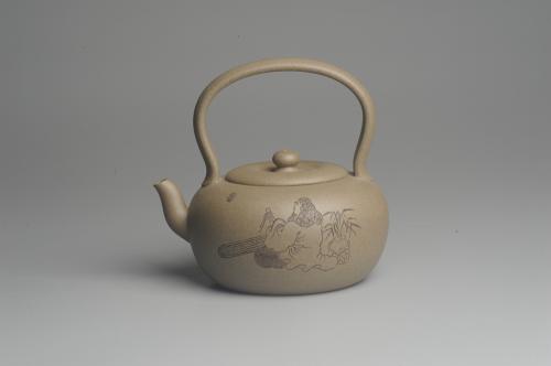 美壶定制紫砂壶 美壶特惠 老青段 助工精工太白提梁 装饰抚琴图 文气雅致 青段