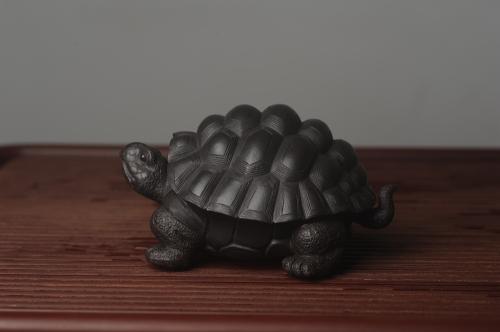 美壶定制紫砂壶 美宠中秋特惠 精致黑料忍者寿龟 长14cm宽9.5cm高7cm 原矿黑泥