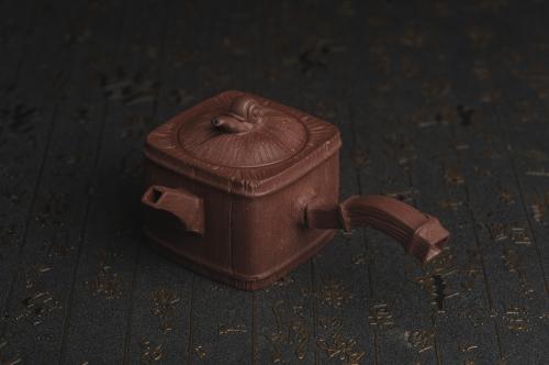 美壶定制紫砂壶 美壶特惠 精致蜗牛四方竹唐羽壶 茶人醉爱 原矿紫泥