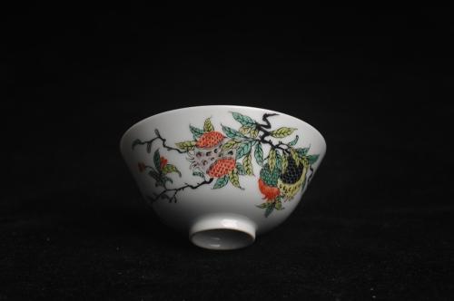 玄辰紫砂壶 玄辰器 精品古彩 石榴多子多福 笑口常开 主人杯压手杯二式 景德镇茶杯 茶人醉爱 