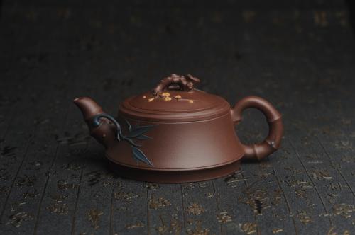 美壶定制紫砂壶 美壶特惠 沈老师年末精工岁寒三友松竹梅 嵌盖难度大 文气雅致 原矿紫泥