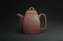 紫砂壶图片：全手工精致汉方壶 无事此静坐 有情且赋诗 禅意浓浓 - 美壶网