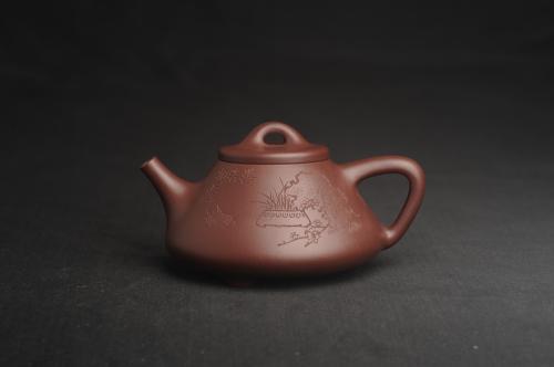 周小培紫砂壶 油润底曹青 全手工特好子冶石瓢 工艺师装饰清供图 特文气 原矿底槽清